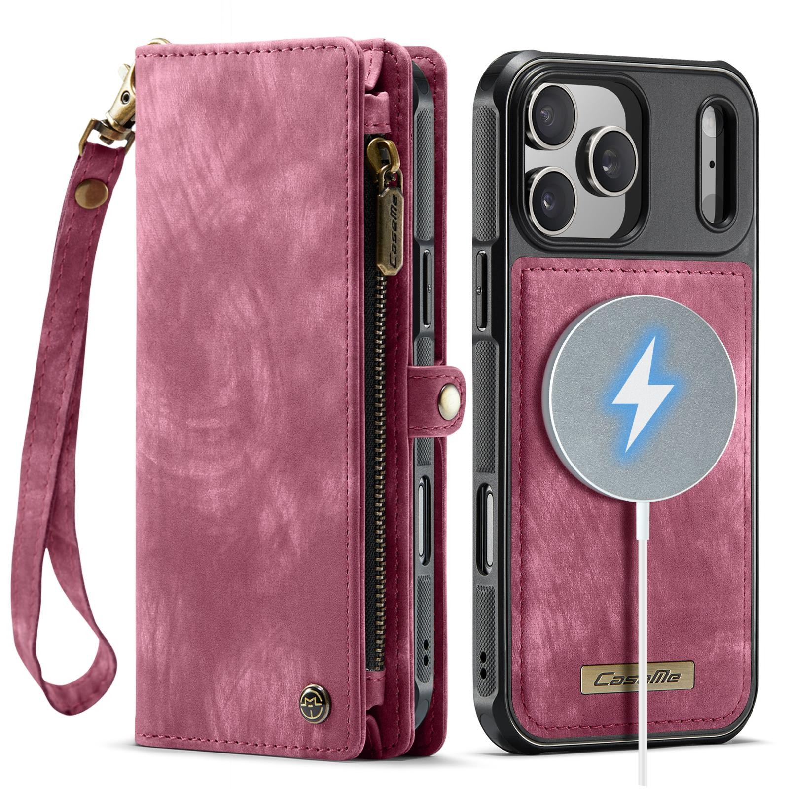 CaseMe 008 iPhone 17 Pro 5G Θήκη Πορτοφόλι με Αποσπώμενη Θήκη Σιλικόνης -Red