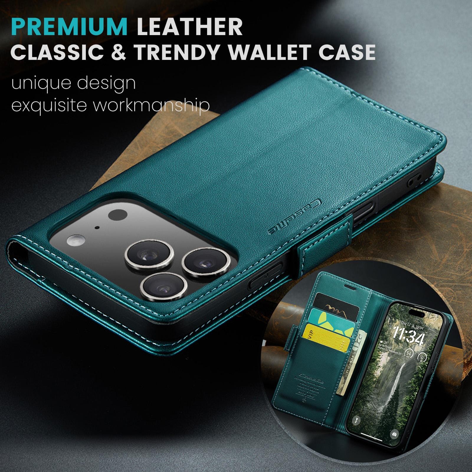 CaseMe 023 iPhone 17 Pro 5G RFID Θήκη Πορτοφόλι Δερμάτινη – Green
