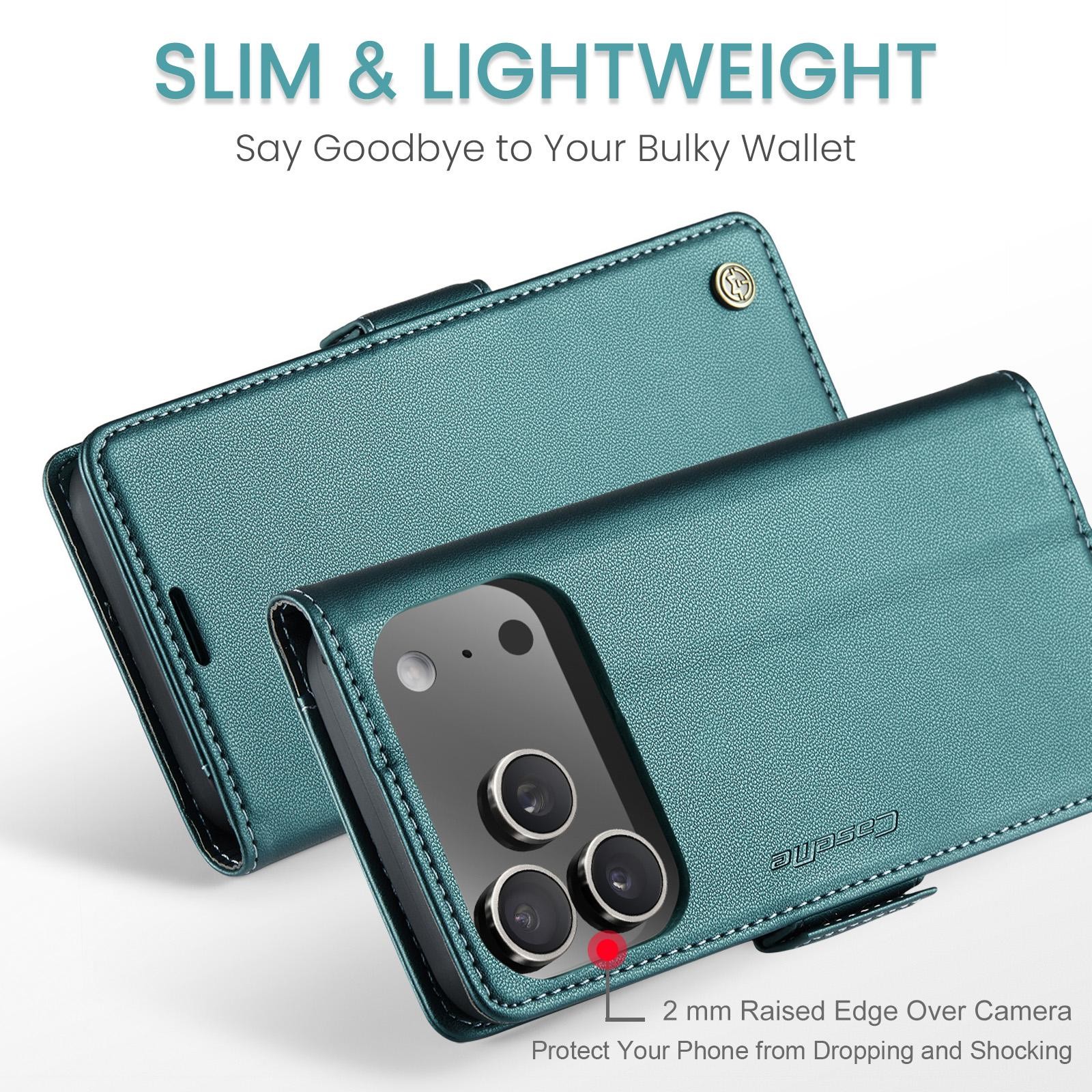 CaseMe 023 iPhone 17 Pro 5G RFID Θήκη Πορτοφόλι Δερμάτινη – Green