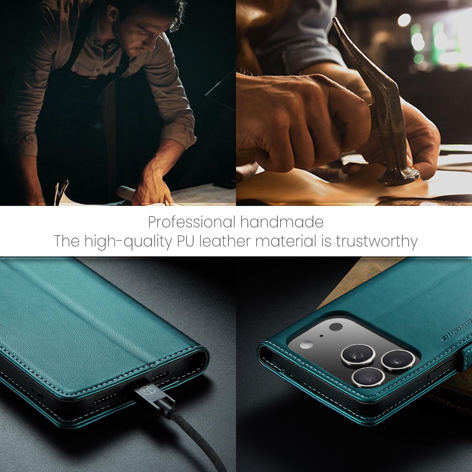 CaseMe 023 iPhone 17 Pro 5G RFID Θήκη Πορτοφόλι Δερμάτινη – Green