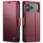 CaseMe 023 iPhone 17 Pro 5G RFID Θήκη Πορτοφόλι Δερμάτινη –Red