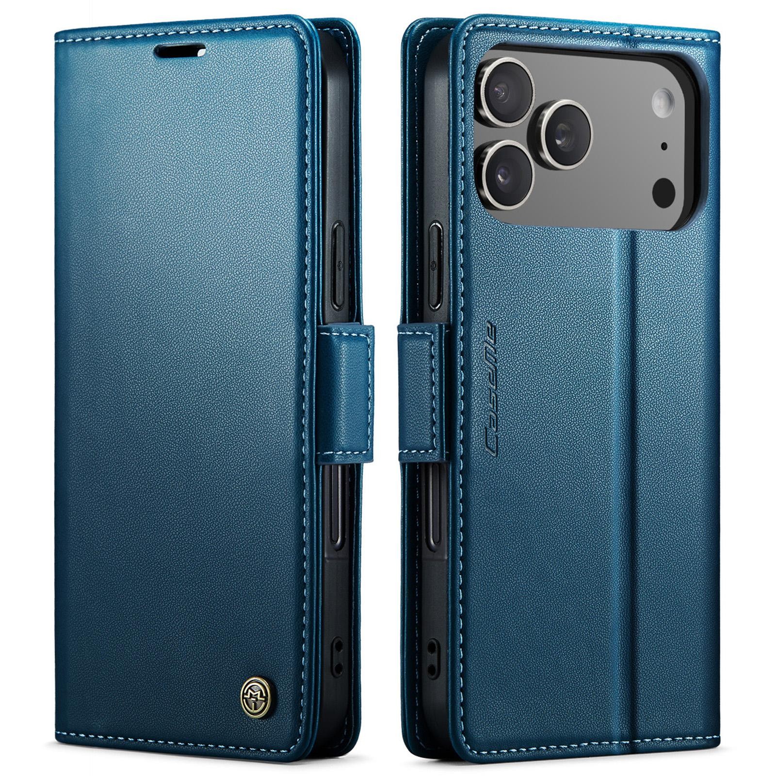 CaseMe 023 iPhone 17 Pro 5G RFID Θήκη Πορτοφόλι Δερμάτινη –Blue
