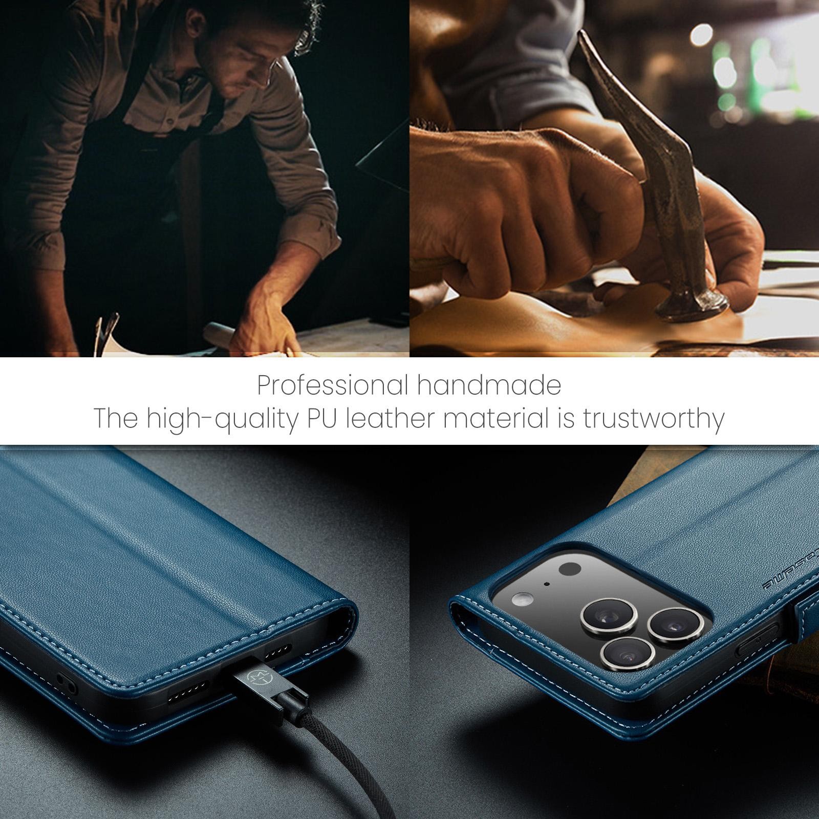 CaseMe 023 iPhone 17 Pro 5G RFID Θήκη Πορτοφόλι Δερμάτινη –Blue