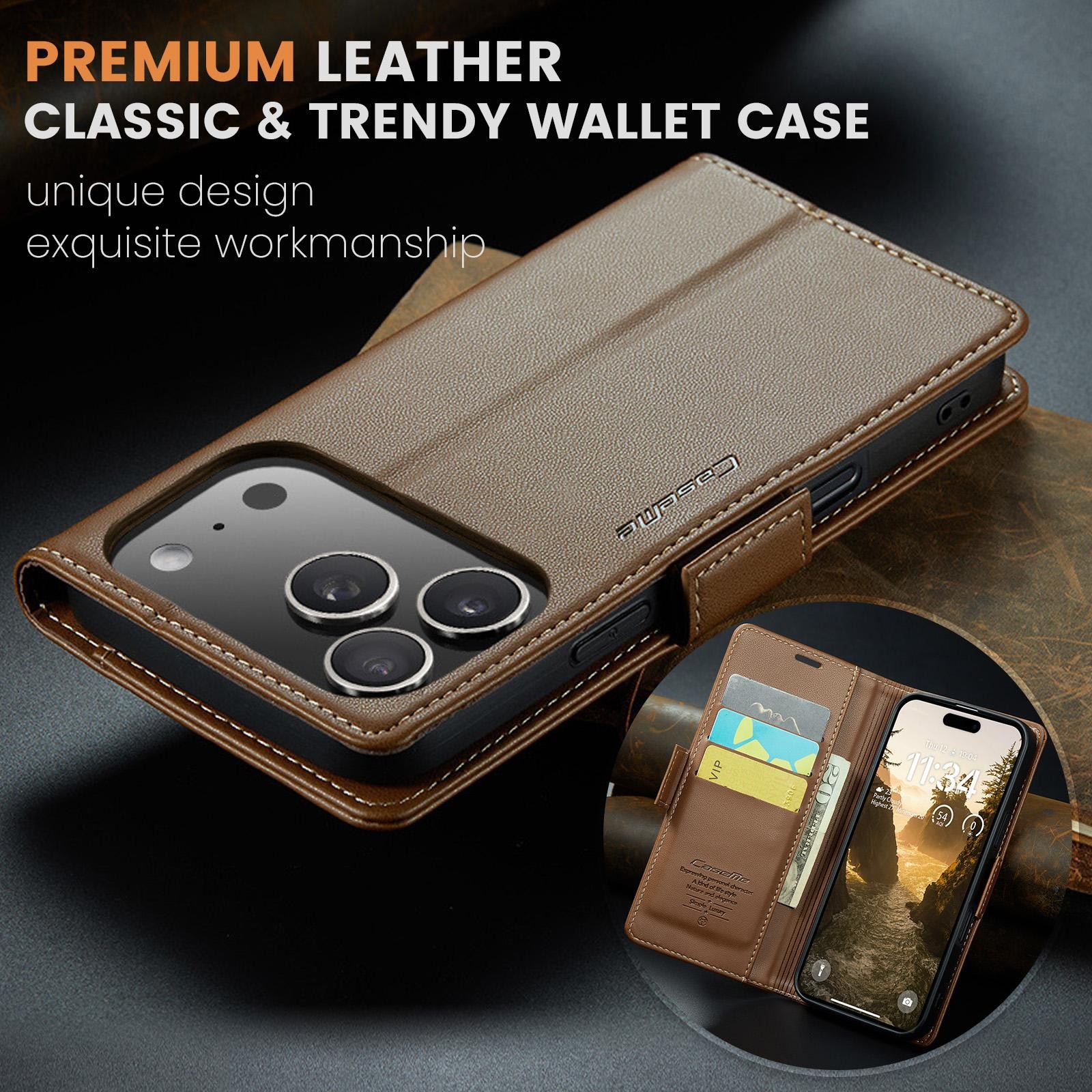 CaseMe 023 iPhone 17 Pro 5G RFID Θήκη Πορτοφόλι Δερμάτινη –Brown