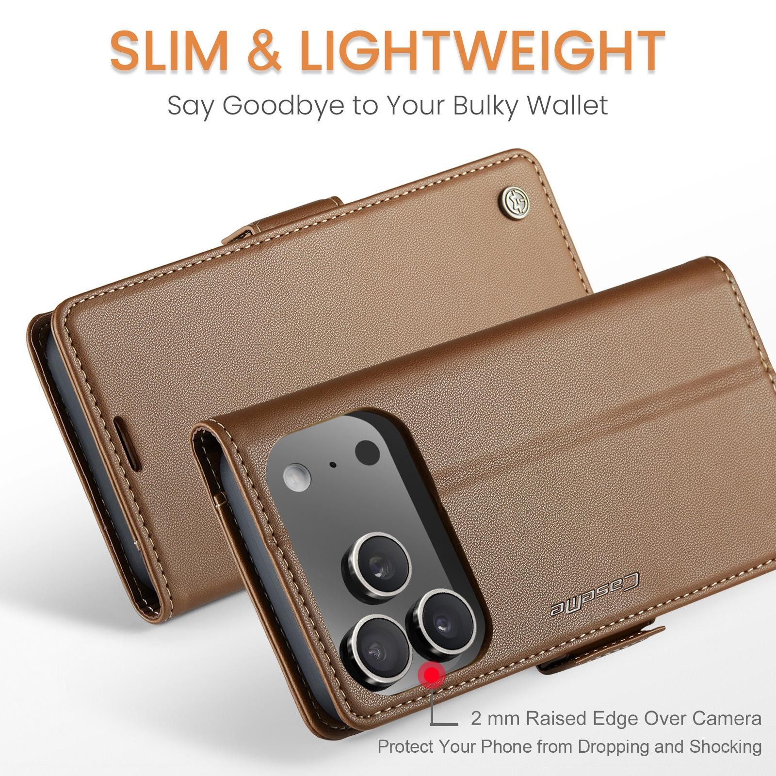 CaseMe 023 iPhone 17 Pro 5G RFID Θήκη Πορτοφόλι Δερμάτινη –Brown