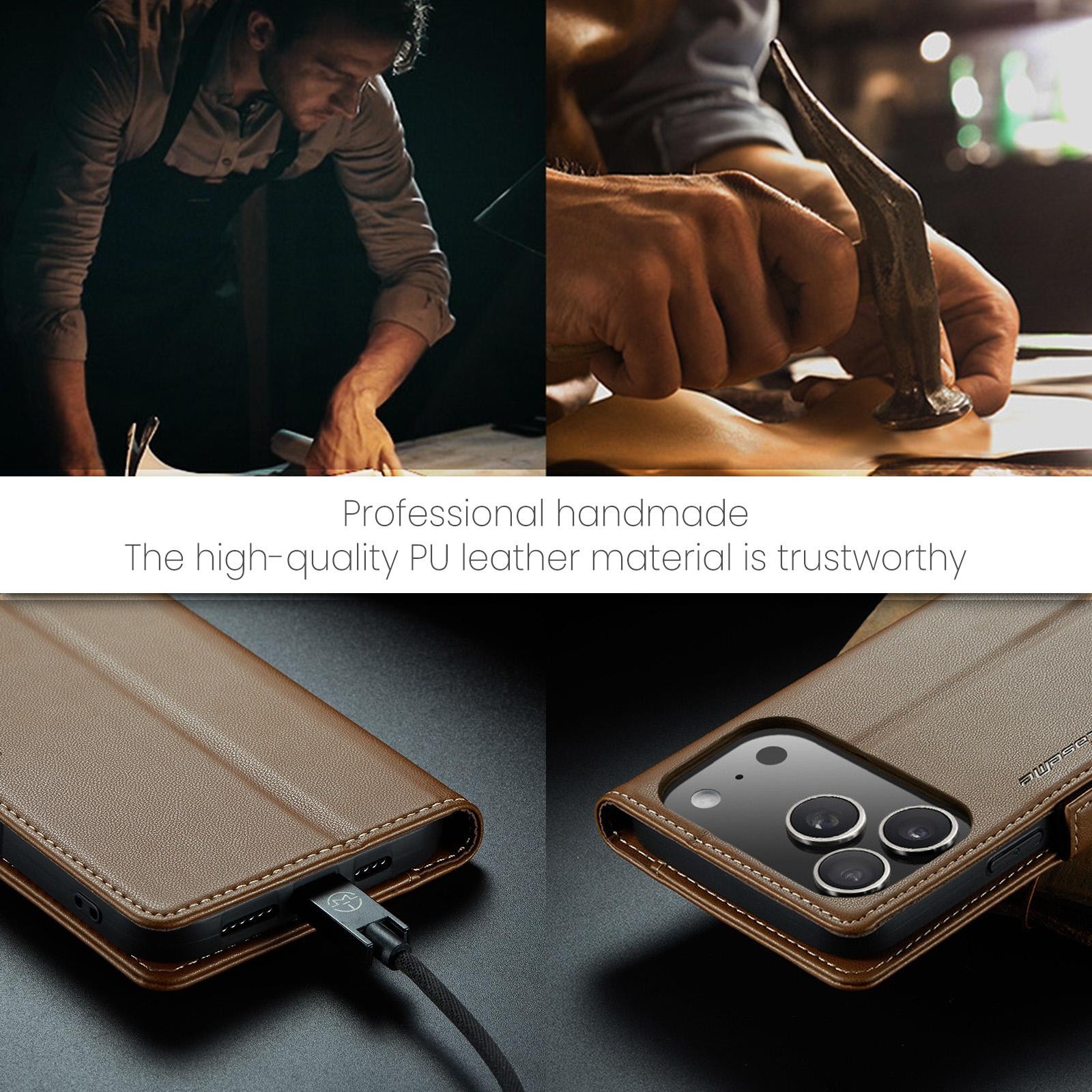 CaseMe 023 iPhone 17 Pro 5G RFID Θήκη Πορτοφόλι Δερμάτινη –Brown