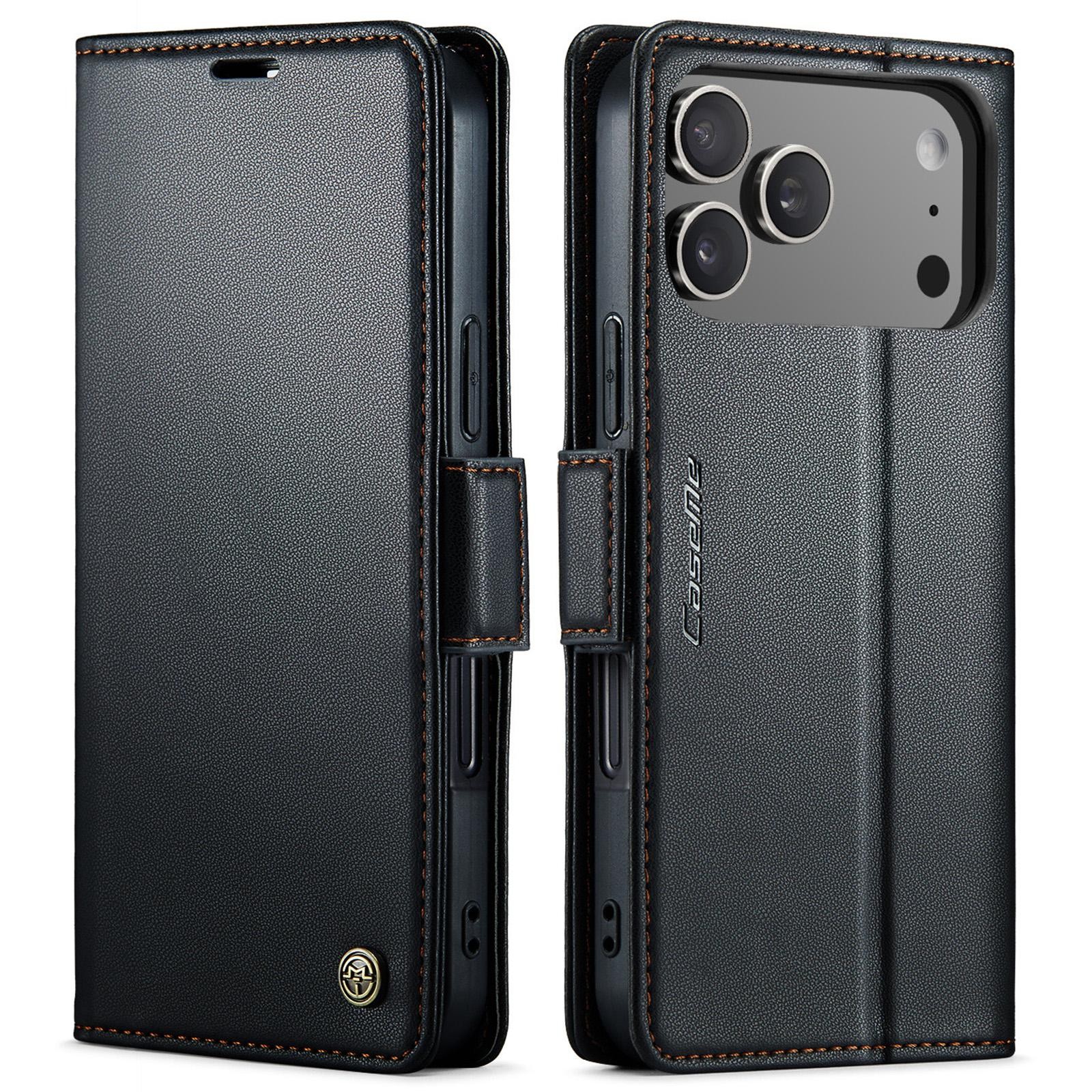 CaseMe 023 iPhone 17 Pro 5G RFID Θήκη Πορτοφόλι Δερμάτινη –Black