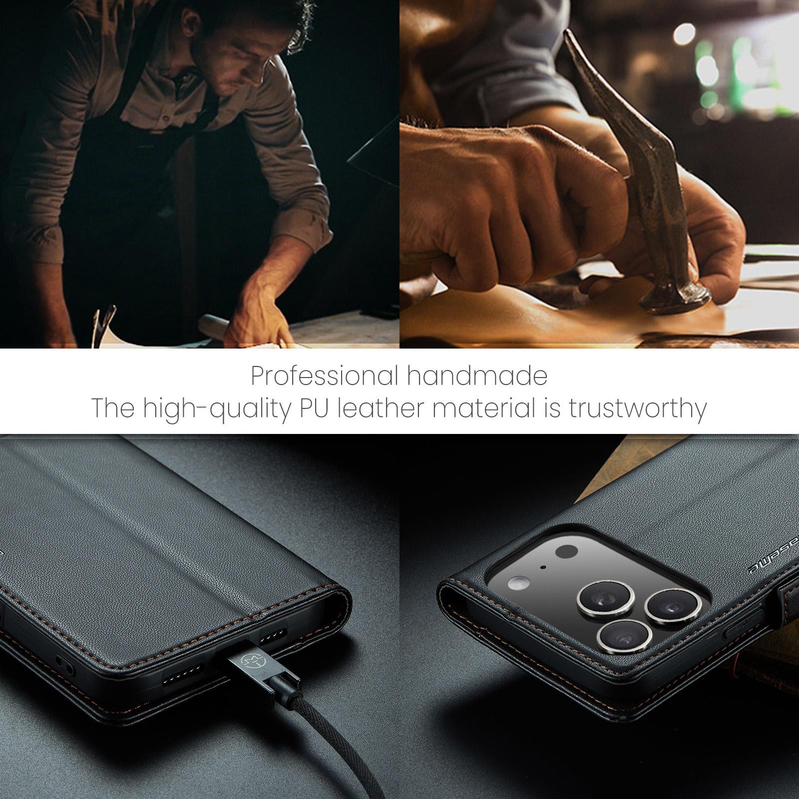 CaseMe 023 iPhone 17 Pro 5G RFID Θήκη Πορτοφόλι Δερμάτινη –Black