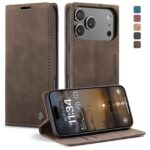 CaseMe 013 iPhone 17 Pro Max 5G Retro Leather Θήκη Βιβλίο -Coffee