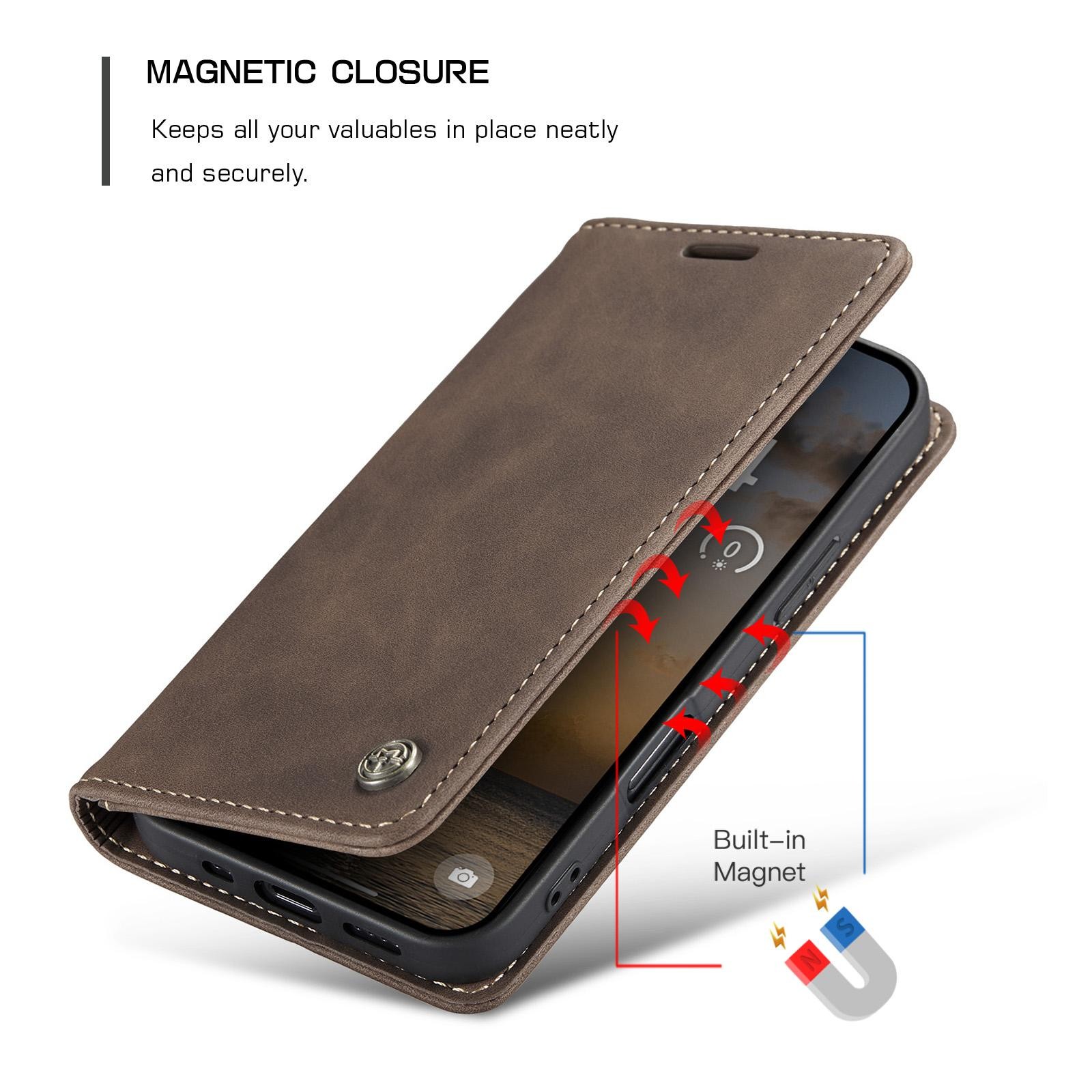 CaseMe 013 iPhone 17 Pro Max 5G Retro Leather Θήκη Βιβλίο -Coffee