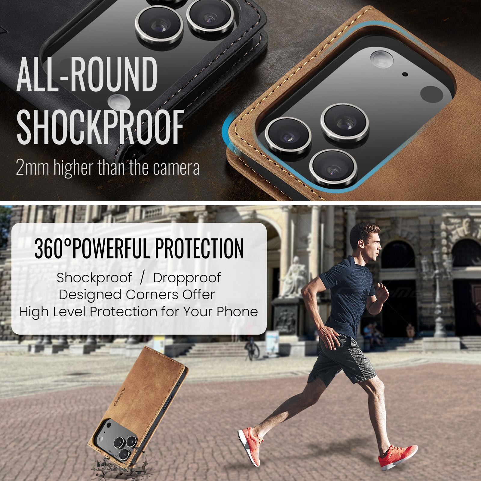 CaseMe 013 iPhone 17 Pro Max 5G Retro Leather Θήκη Βιβλίο -Brown