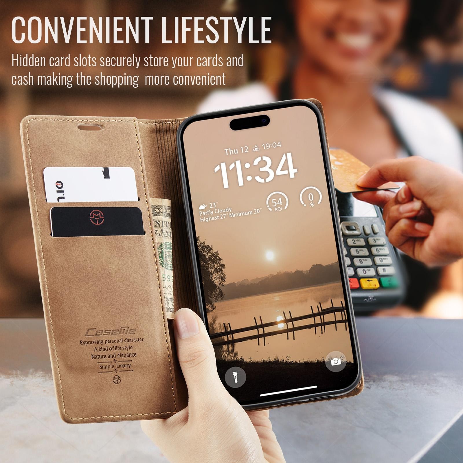 CaseMe 013 iPhone 17 Pro Max 5G Retro Leather Θήκη Βιβλίο -Brown