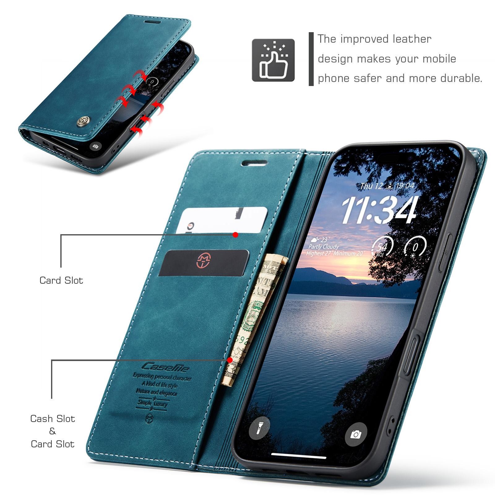 CaseMe 013 iPhone 17 Pro Max 5G Retro Leather Θήκη Βιβλίο -Blue