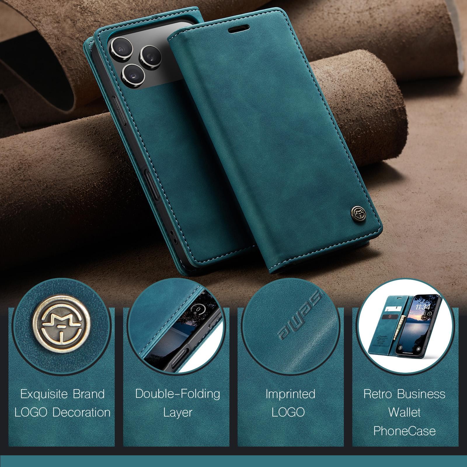 CaseMe 013 iPhone 17 Pro Max 5G Retro Leather Θήκη Βιβλίο -Blue