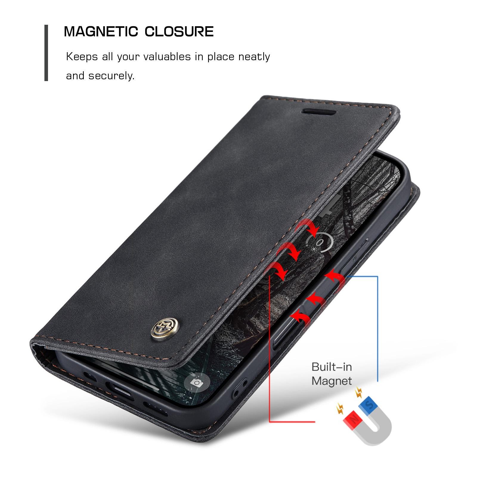 CaseMe 013 iPhone 17 Pro Max 5G Retro Leather Θήκη Βιβλίο -Black
