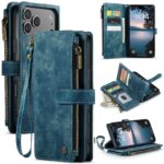 CaseMe C30 iPhone 17 Pro Max 5G Card Slots Zipper Θήκη Πορτοφόλι Δερμάτινη –Blue