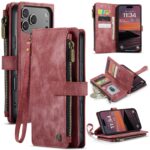 CaseMe C30 iPhone 17 Pro Max 5G Card Slots Zipper Θήκη Πορτοφόλι Δερμάτινη –Red