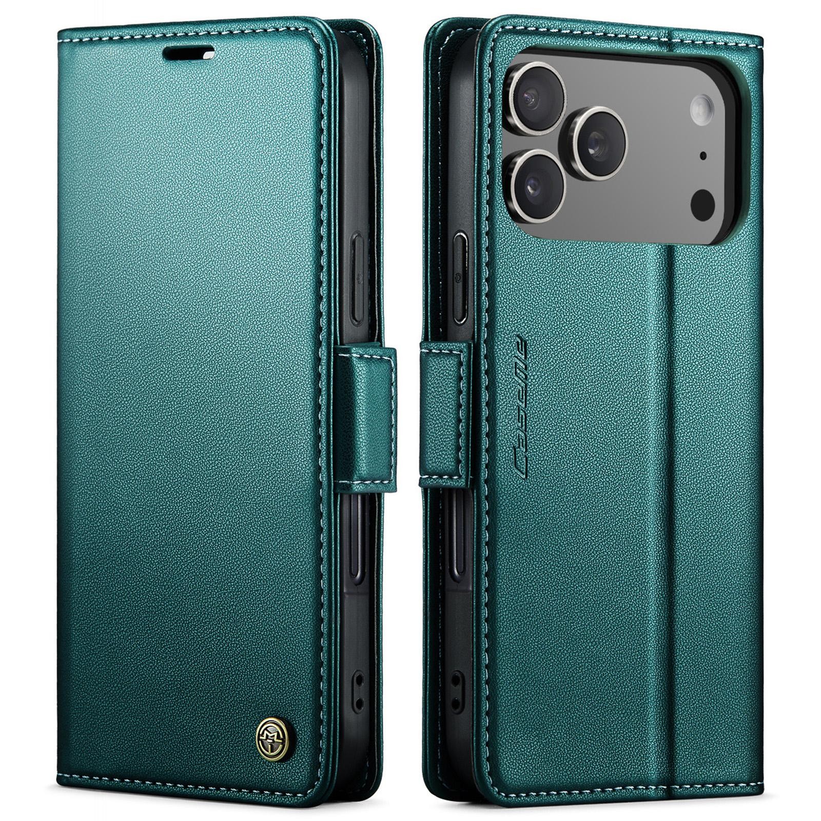 CaseMe 023 iPhone 17 Pro Max 5G RFID Θήκη Πορτοφόλι Δερμάτινη –Green