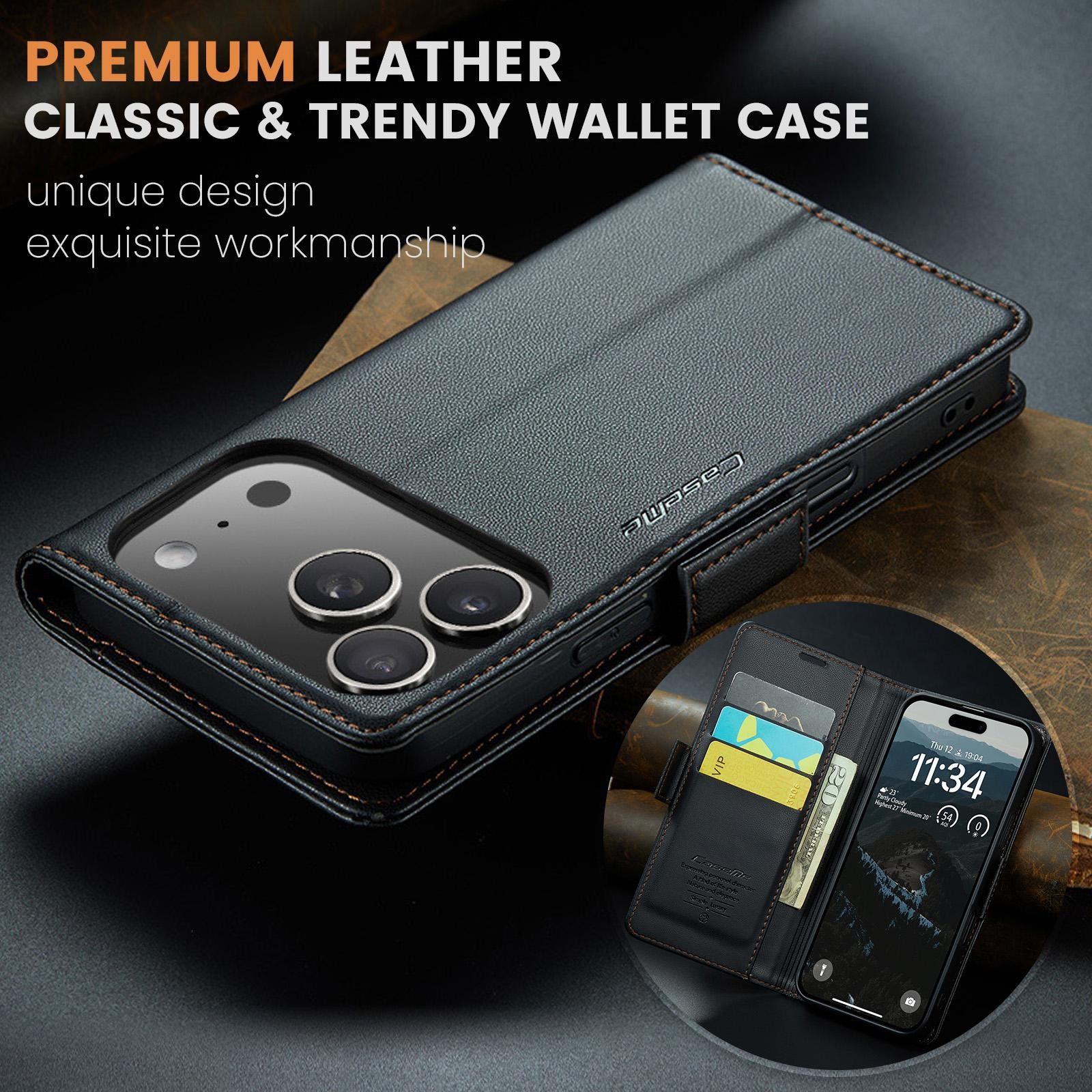 CaseMe 023 iPhone 17 Pro Max 5G RFID Θήκη Πορτοφόλι Δερμάτινη –Black