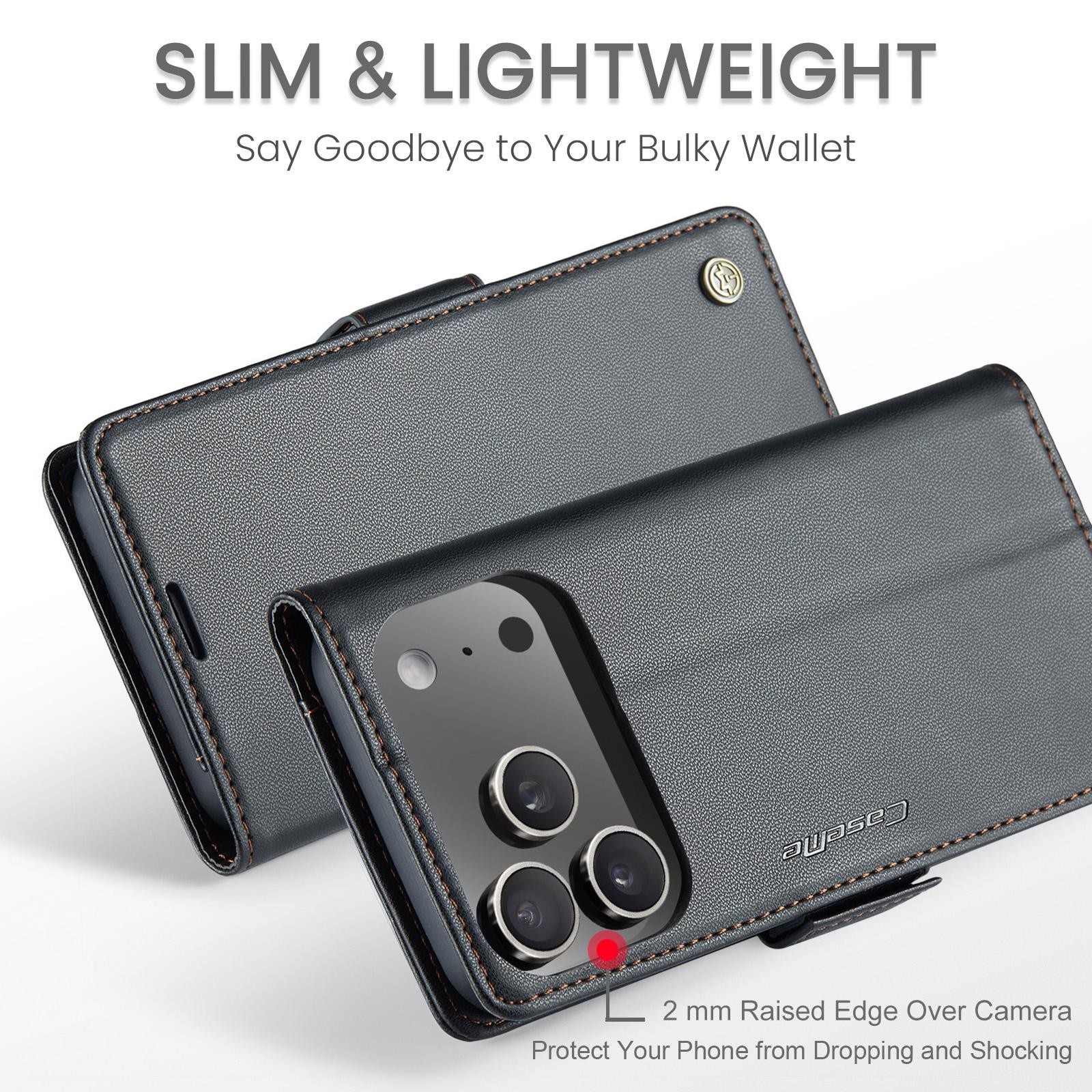 CaseMe 023 iPhone 17 Pro Max 5G RFID Θήκη Πορτοφόλι Δερμάτινη –Black