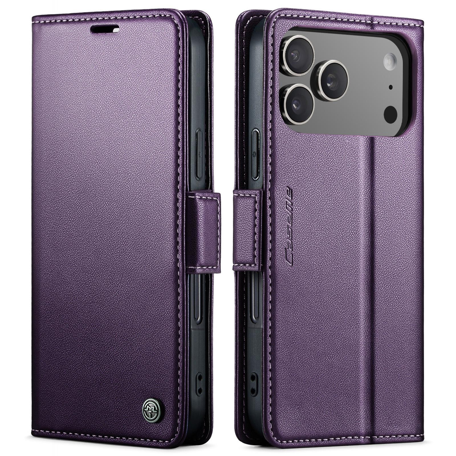 CaseMe 023 iPhone 17 Pro Max 5G RFID Θήκη Πορτοφόλι Δερμάτινη – Purple