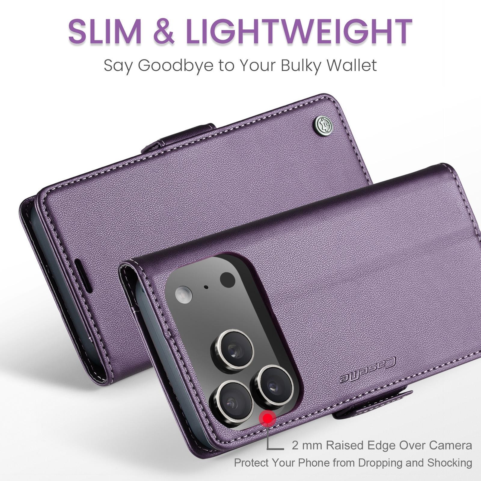 CaseMe 023 iPhone 17 Pro Max 5G RFID Θήκη Πορτοφόλι Δερμάτινη – Purple