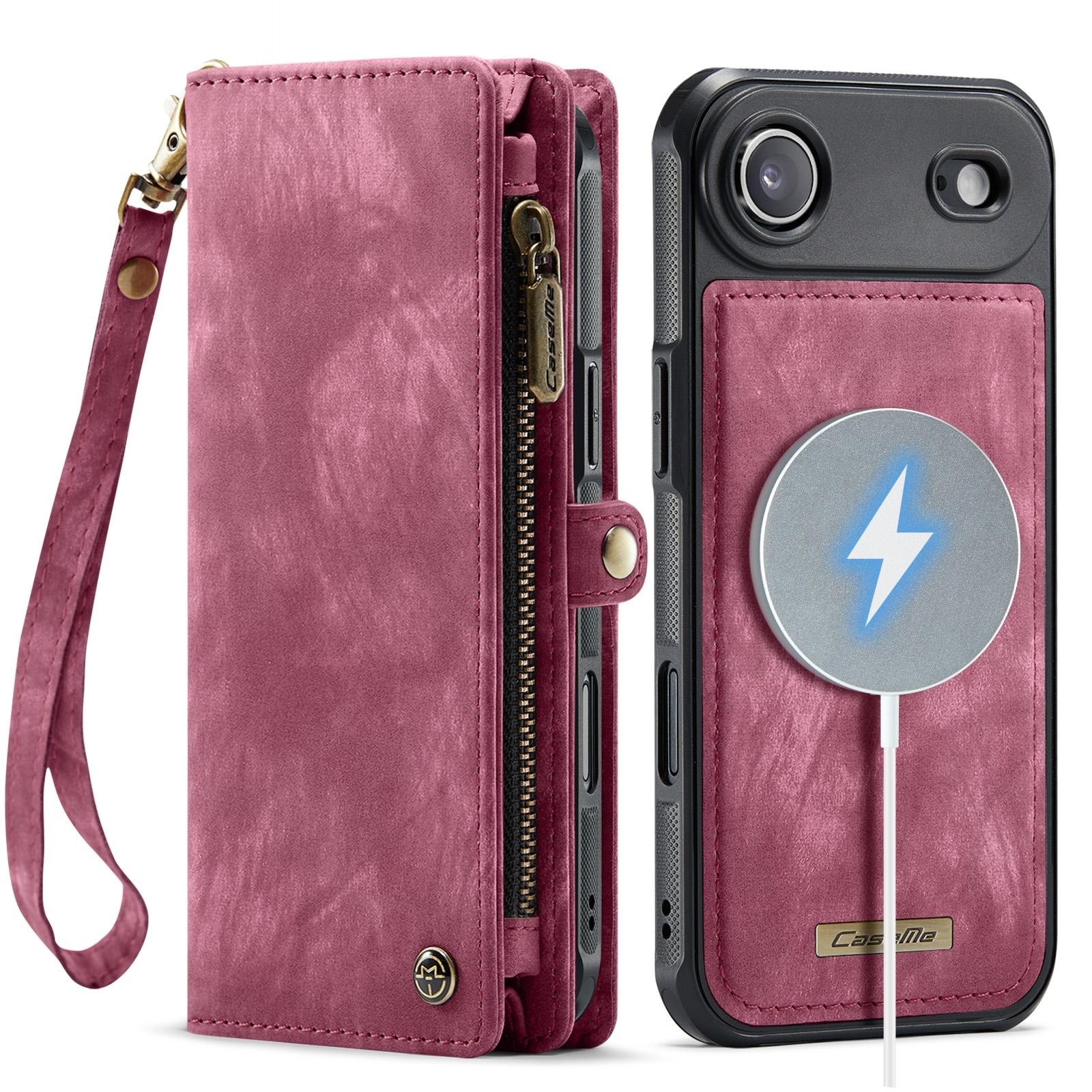 CaseMe 008 iPhone 17 Air Θήκη Πορτοφόλι με Αποσπώμενη Θήκη Σιλικόνης - Red