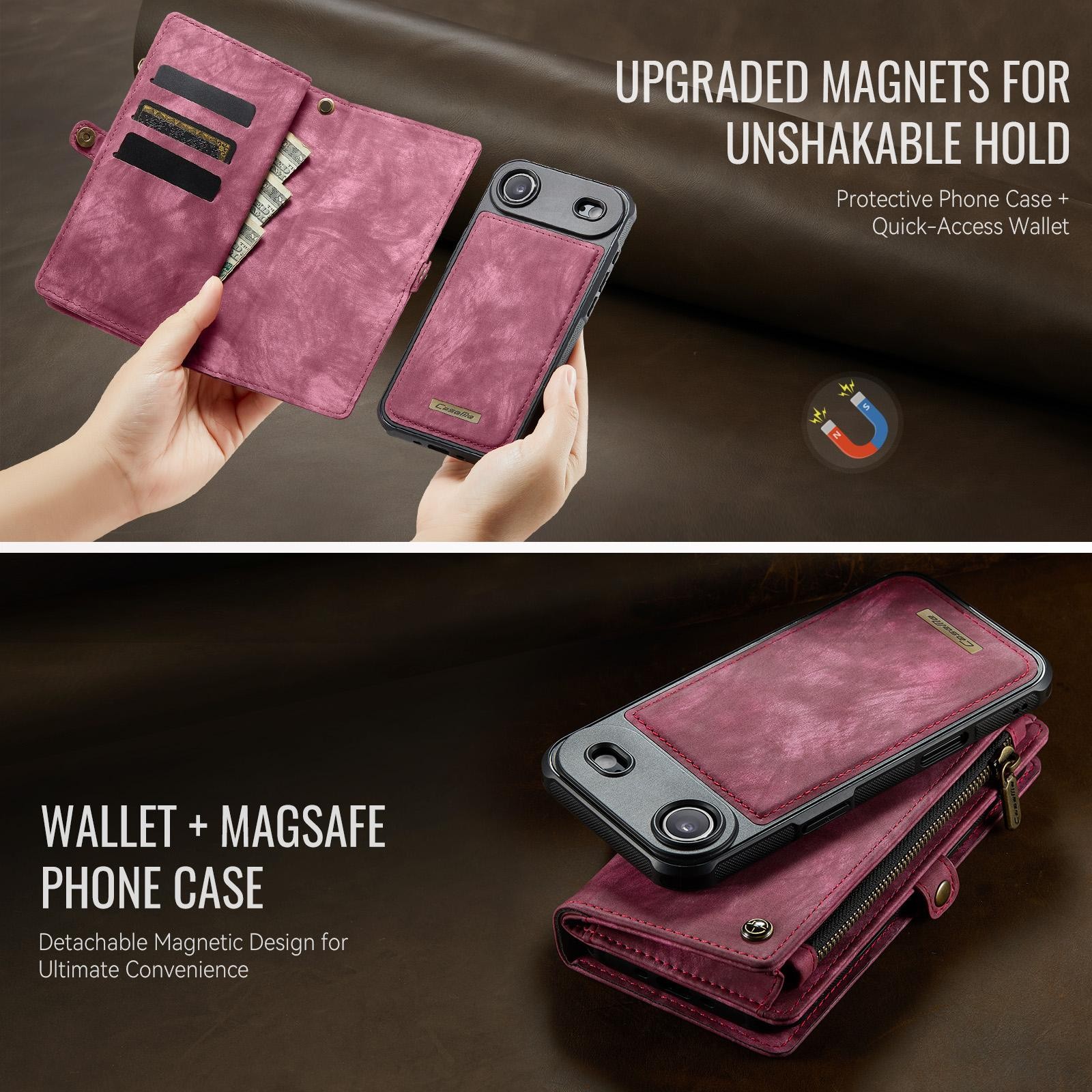 CaseMe 008 iPhone 17 Air Θήκη Πορτοφόλι με Αποσπώμενη Θήκη Σιλικόνης - Red