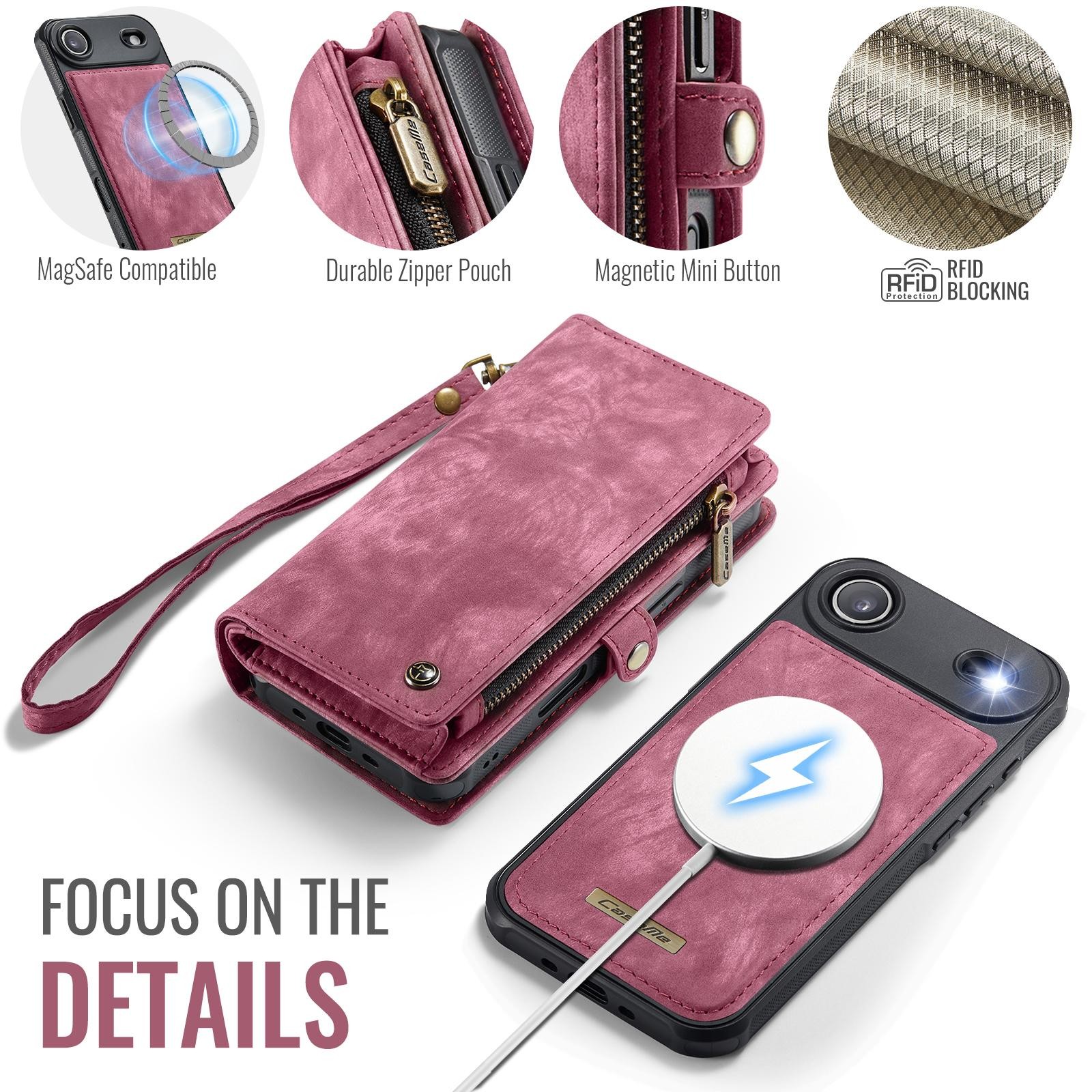 CaseMe 008 iPhone 17 Air Θήκη Πορτοφόλι με Αποσπώμενη Θήκη Σιλικόνης - Red