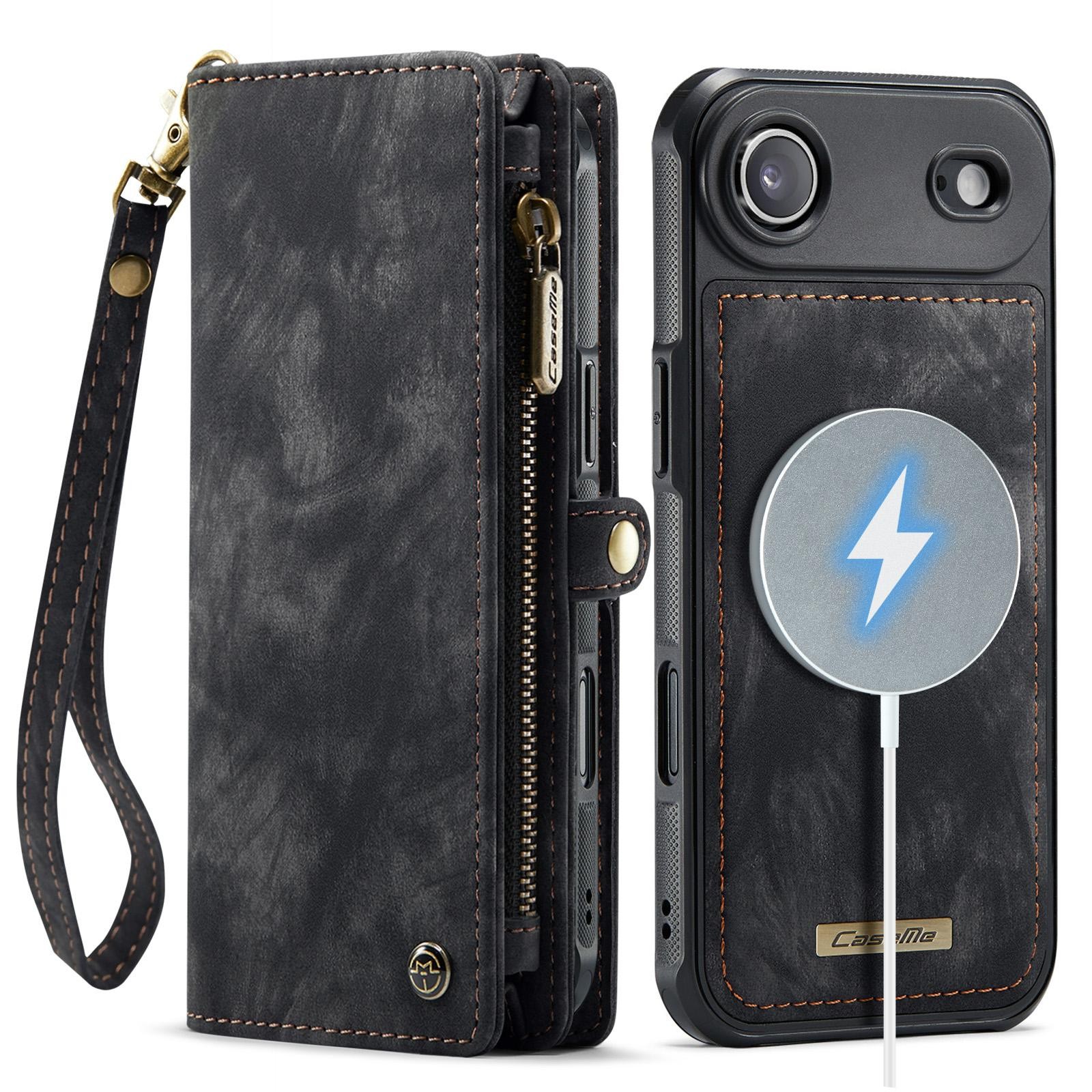 CaseMe 008 iPhone 17 Air Θήκη Πορτοφόλι με Αποσπώμενη Θήκη Σιλικόνης - Black