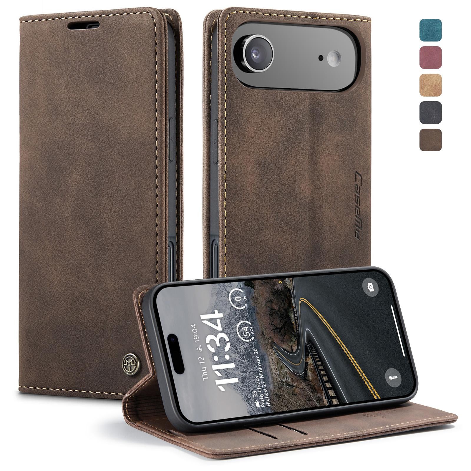 CaseMe 013 iPhone 17 Air Retro Leather Θήκη Βιβλίο - Coffee