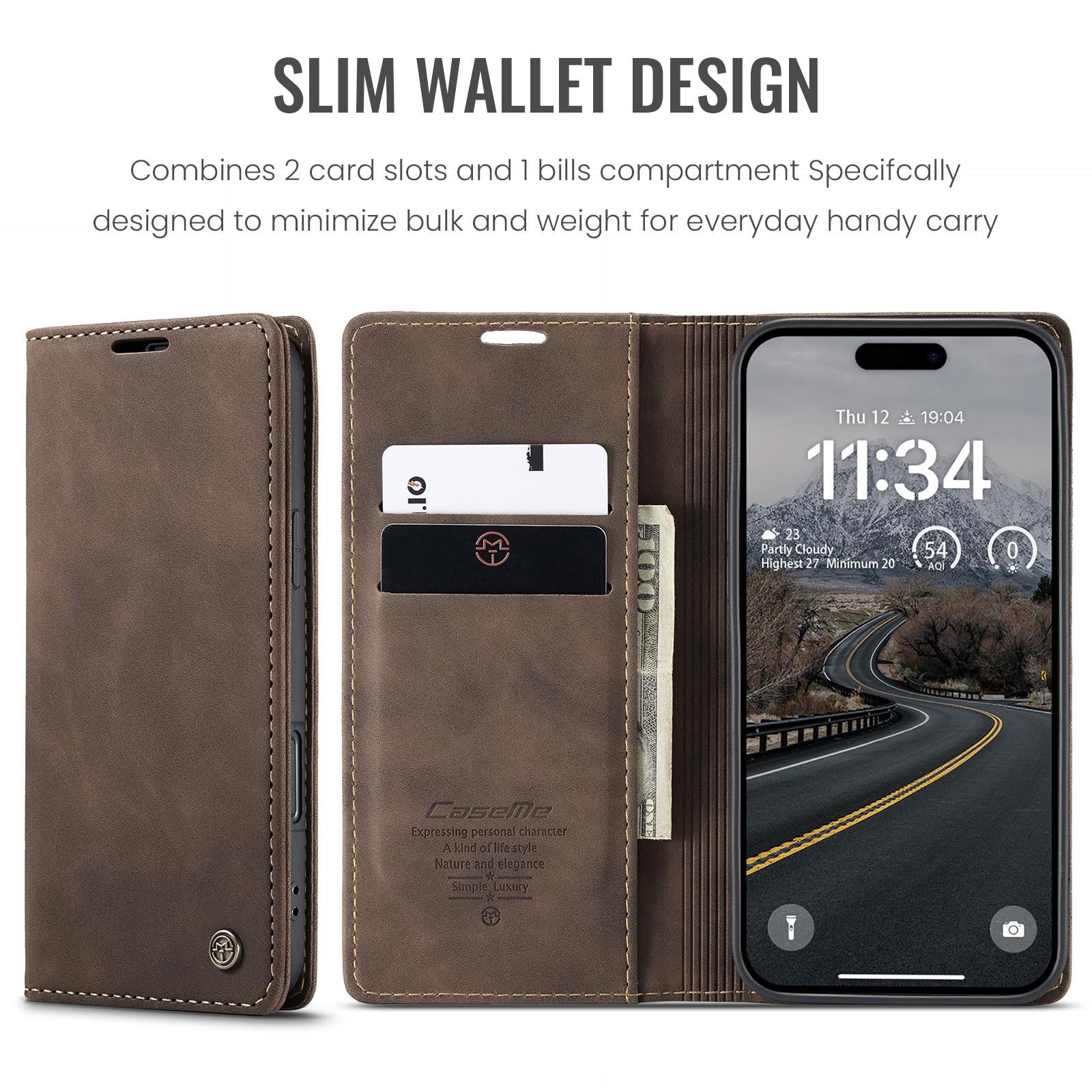 CaseMe 013 iPhone 17 Air Retro Leather Θήκη Βιβλίο - Coffee
