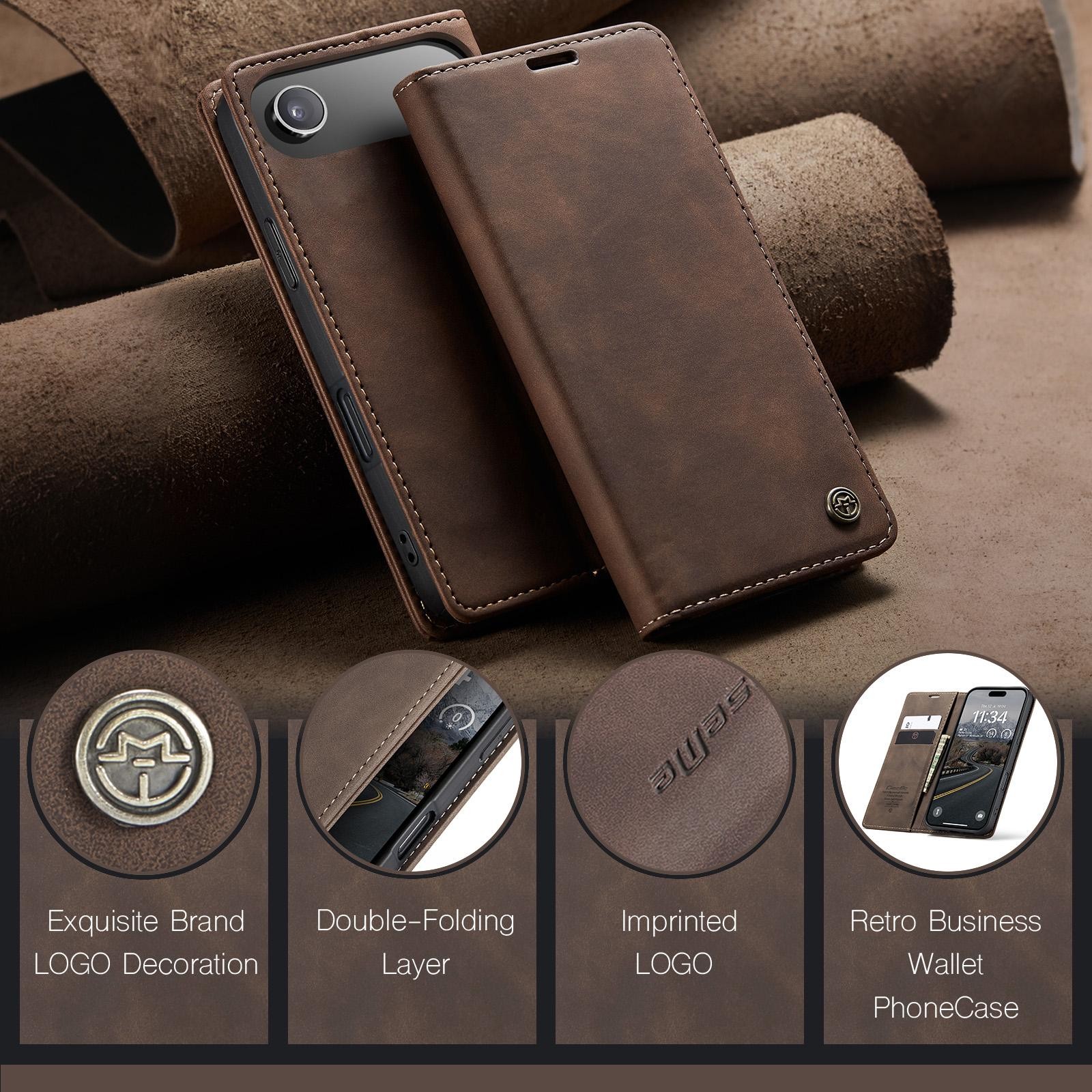CaseMe 013 iPhone 17 Air Retro Leather Θήκη Βιβλίο - Coffee