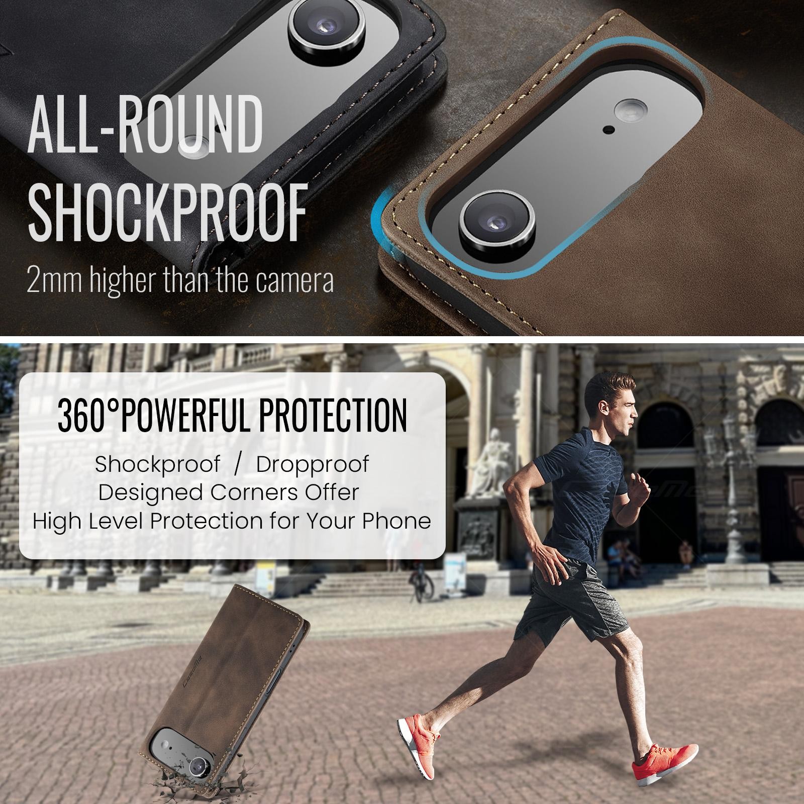 CaseMe 013 iPhone 17 Air Retro Leather Θήκη Βιβλίο - Coffee