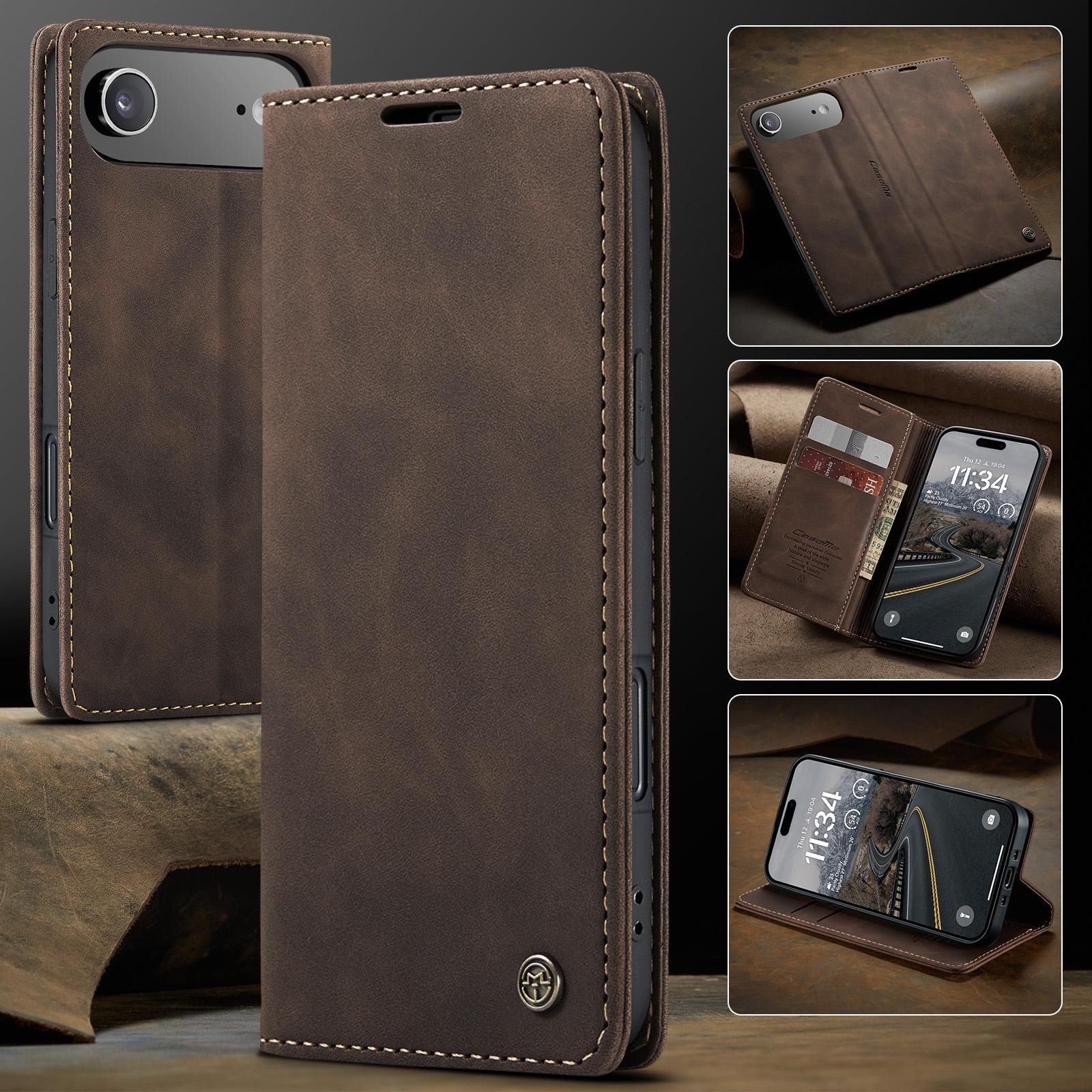 CaseMe 013 iPhone 17 Air Retro Leather Θήκη Βιβλίο - Coffee