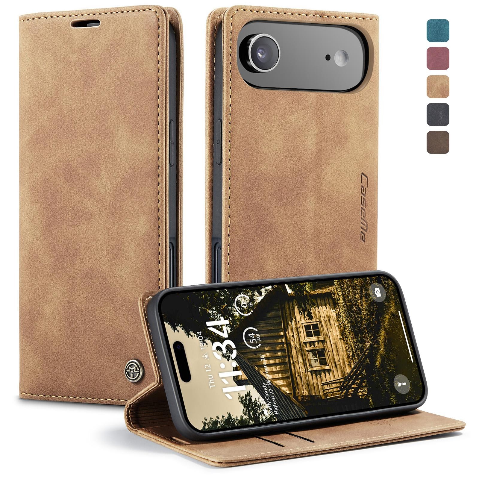 CaseMe 013 iPhone 17 Air Retro Leather Θήκη Βιβλίο -Brown
