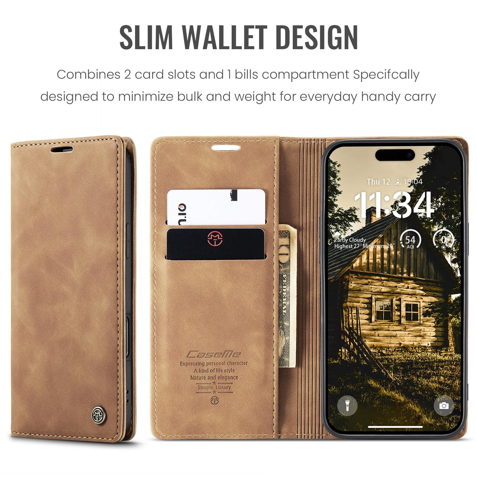 CaseMe 013 iPhone 17 Air Retro Leather Θήκη Βιβλίο -Brown