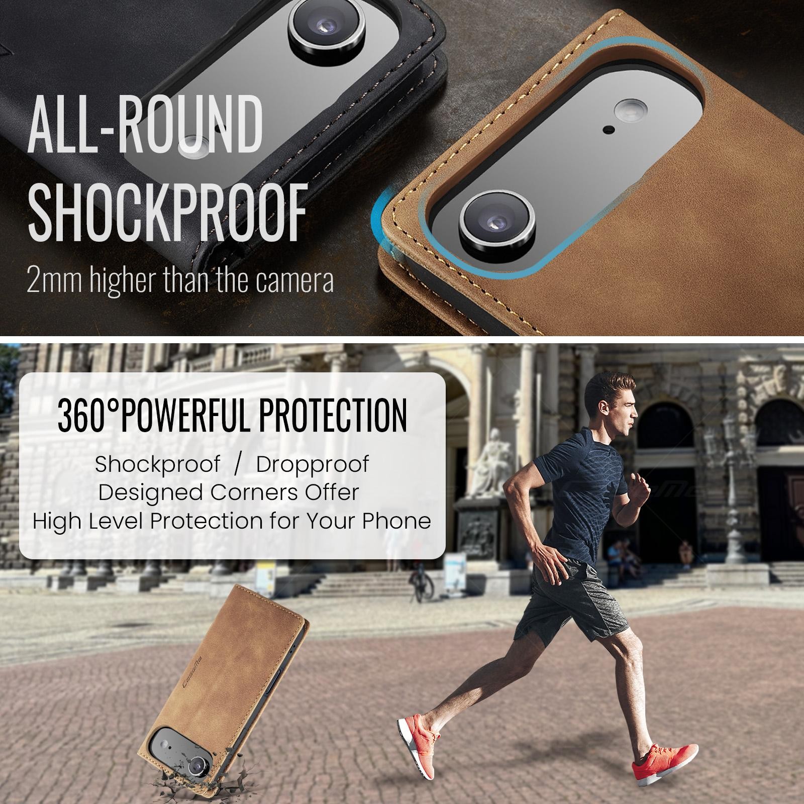 CaseMe 013 iPhone 17 Air Retro Leather Θήκη Βιβλίο -Brown