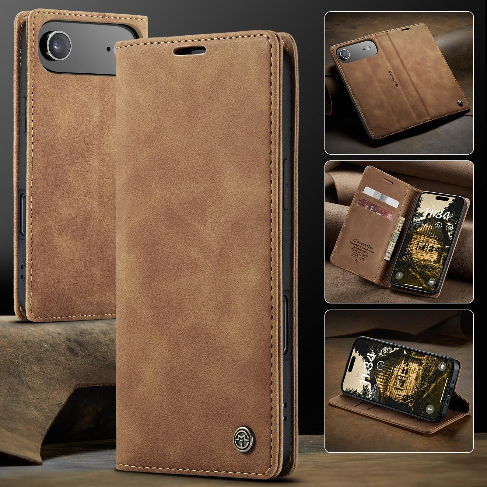 CaseMe 013 iPhone 17 Air Retro Leather Θήκη Βιβλίο -Brown