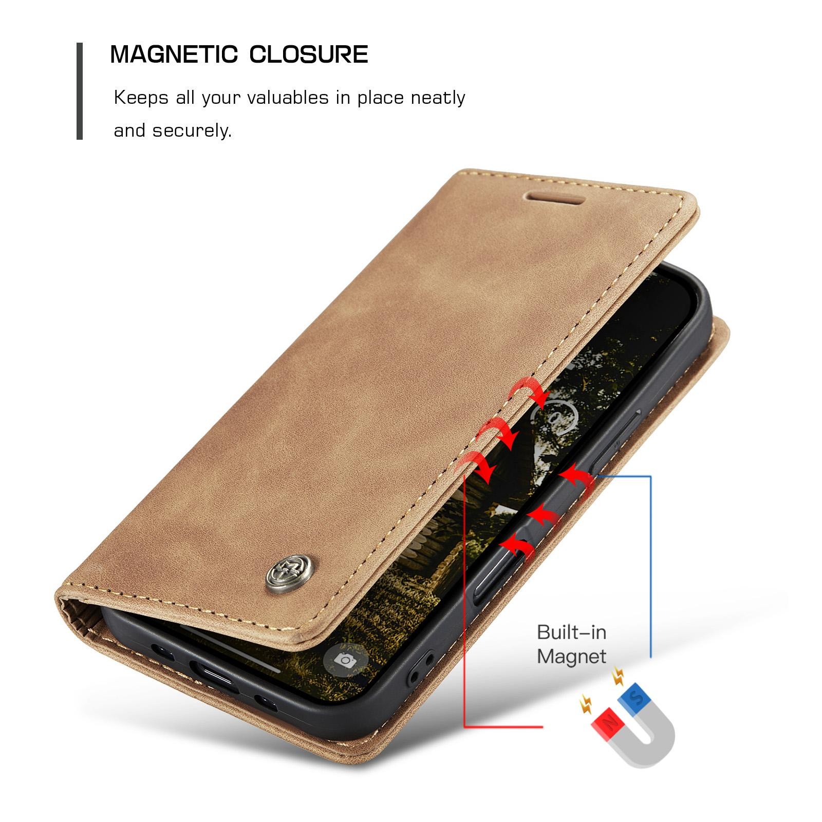 CaseMe 013 iPhone 17 Air Retro Leather Θήκη Βιβλίο -Brown