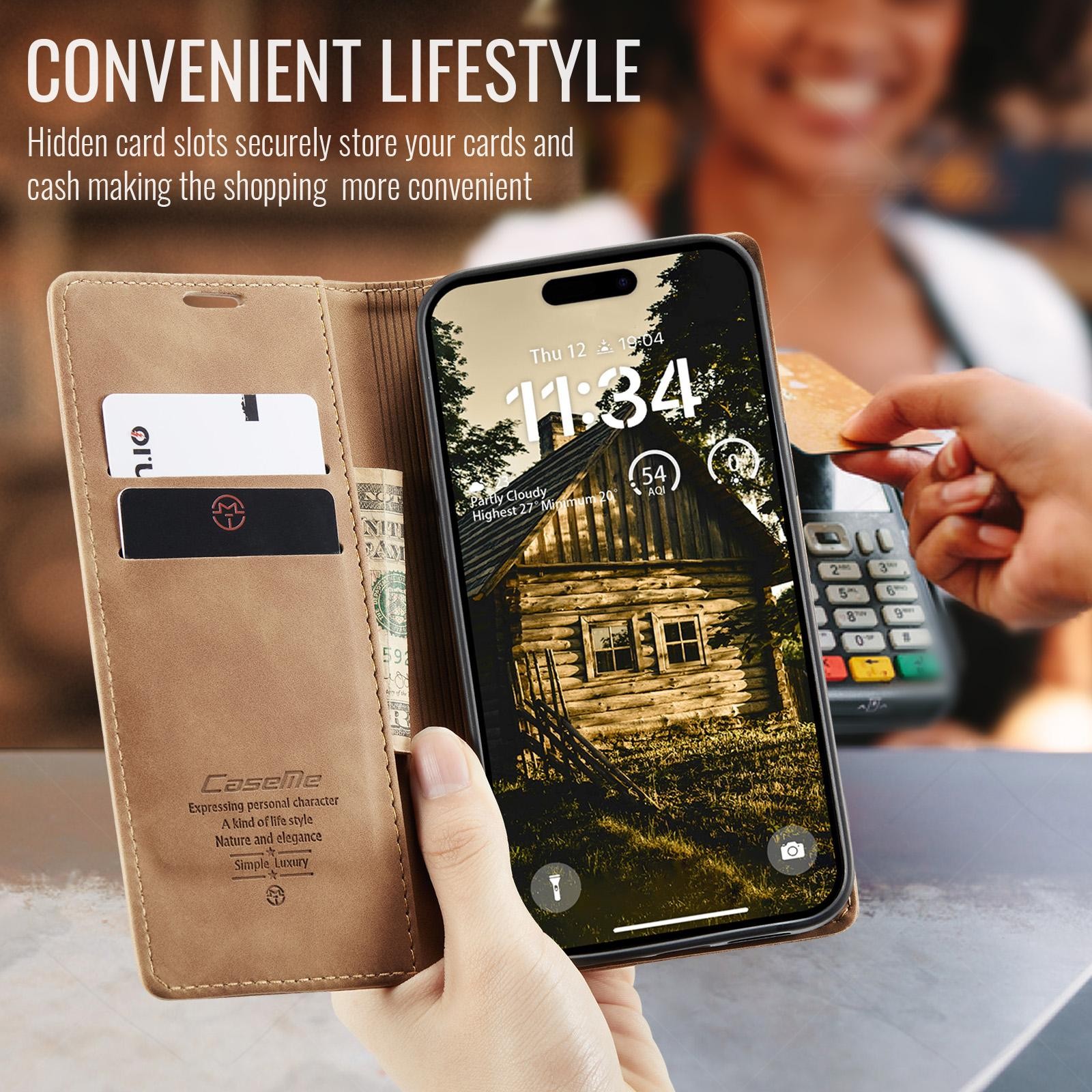 CaseMe 013 iPhone 17 Air Retro Leather Θήκη Βιβλίο -Brown