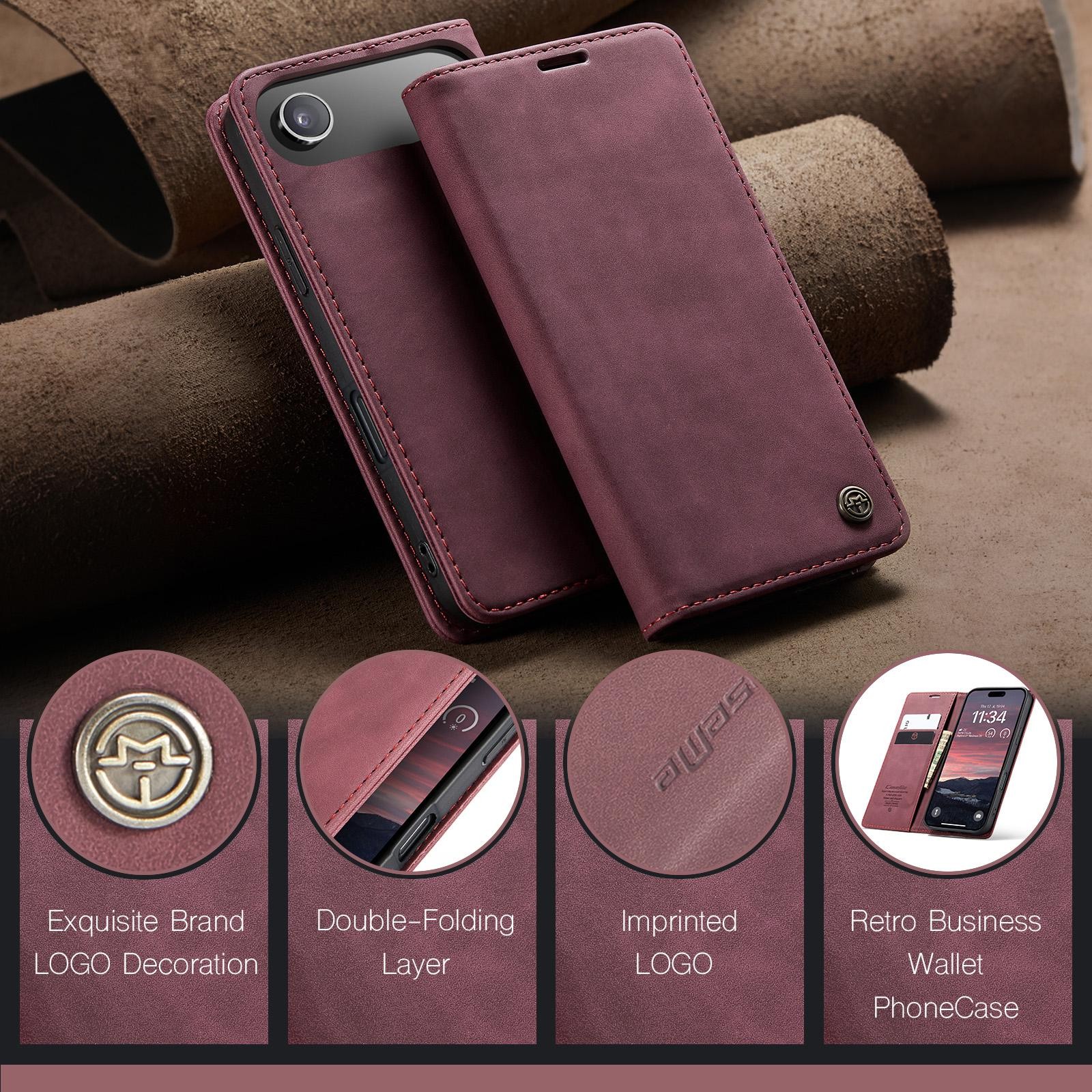 CaseMe 013 iPhone 17 Air Retro Leather Θήκη Βιβλίο -Red