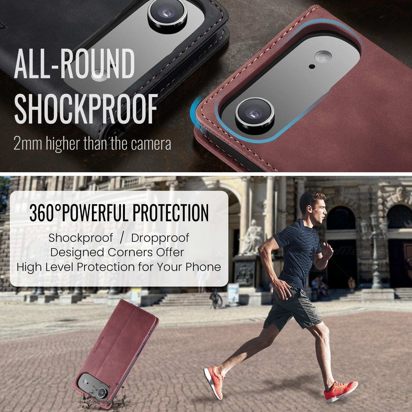 CaseMe 013 iPhone 17 Air Retro Leather Θήκη Βιβλίο -Red