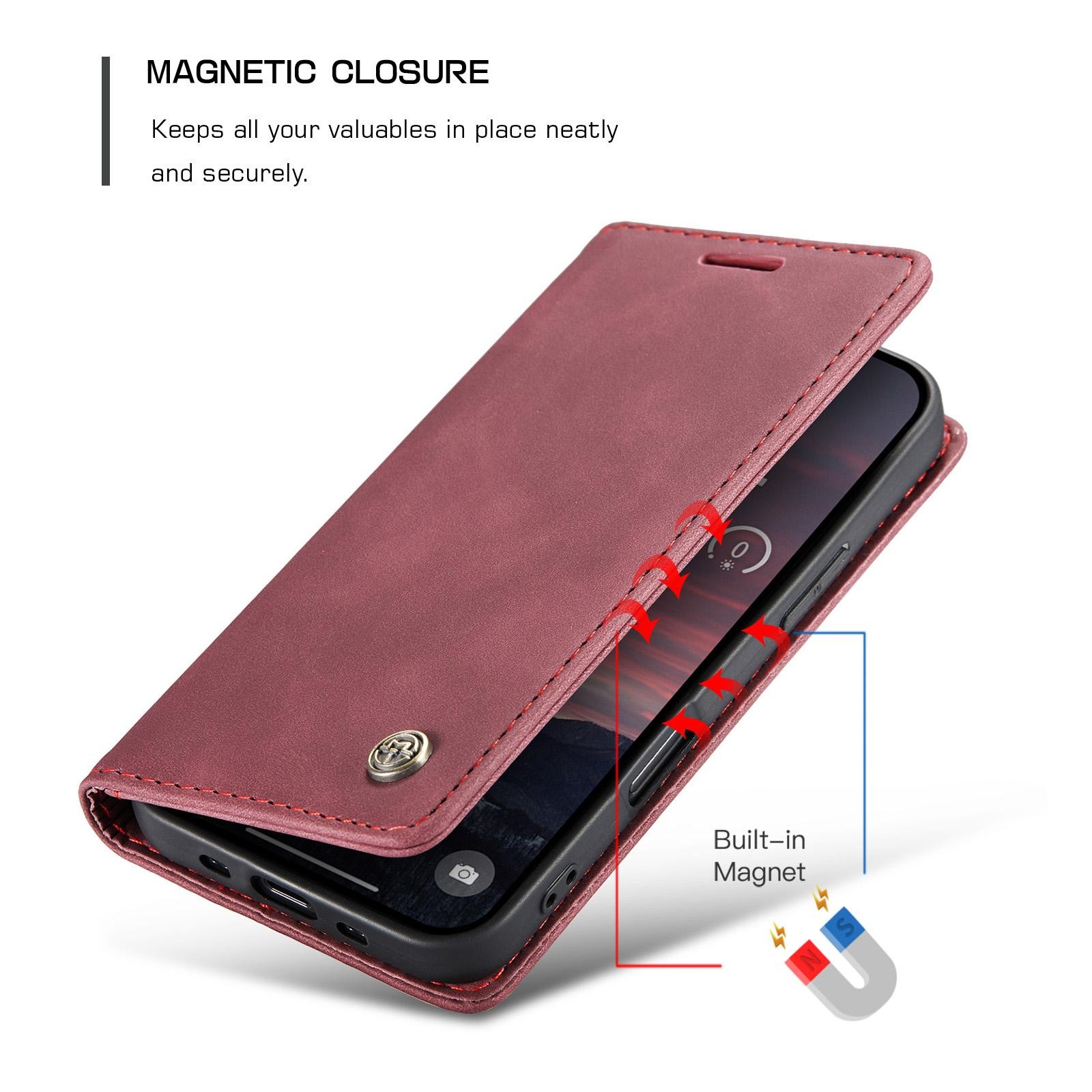 CaseMe 013 iPhone 17 Air Retro Leather Θήκη Βιβλίο -Red
