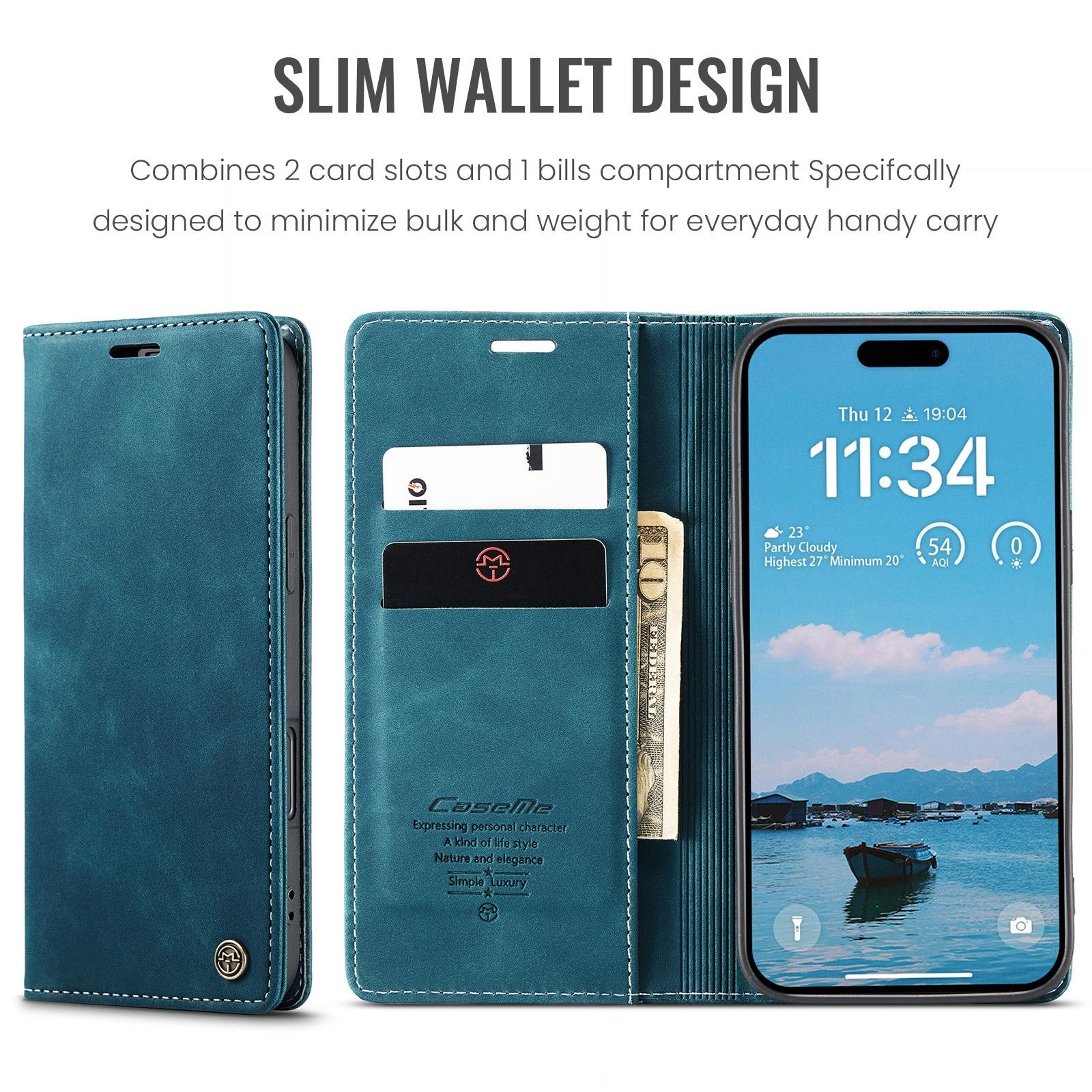 CaseMe 013 iPhone 17 Air Retro Leather Θήκη Βιβλίο -Blue