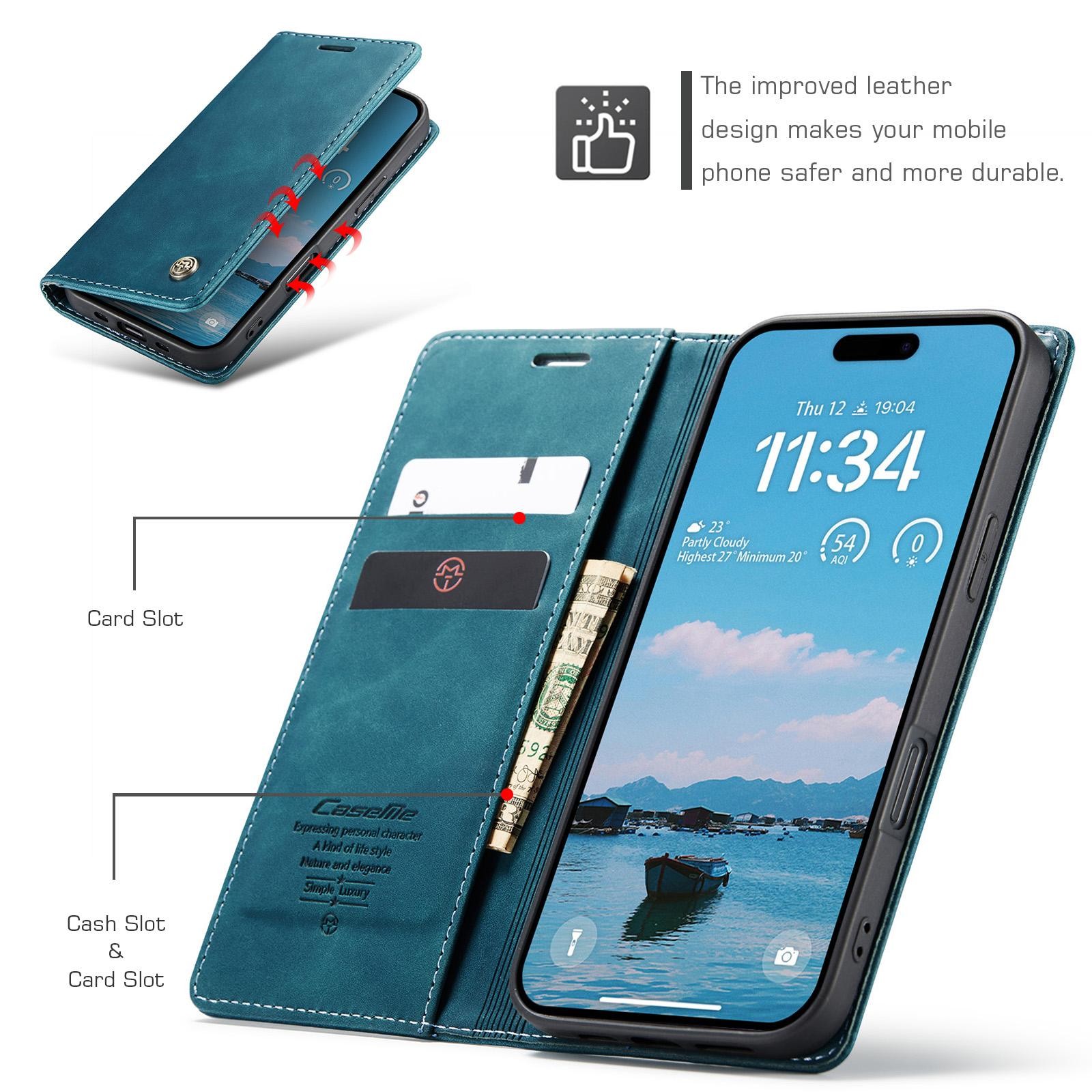 CaseMe 013 iPhone 17 Air Retro Leather Θήκη Βιβλίο -Blue