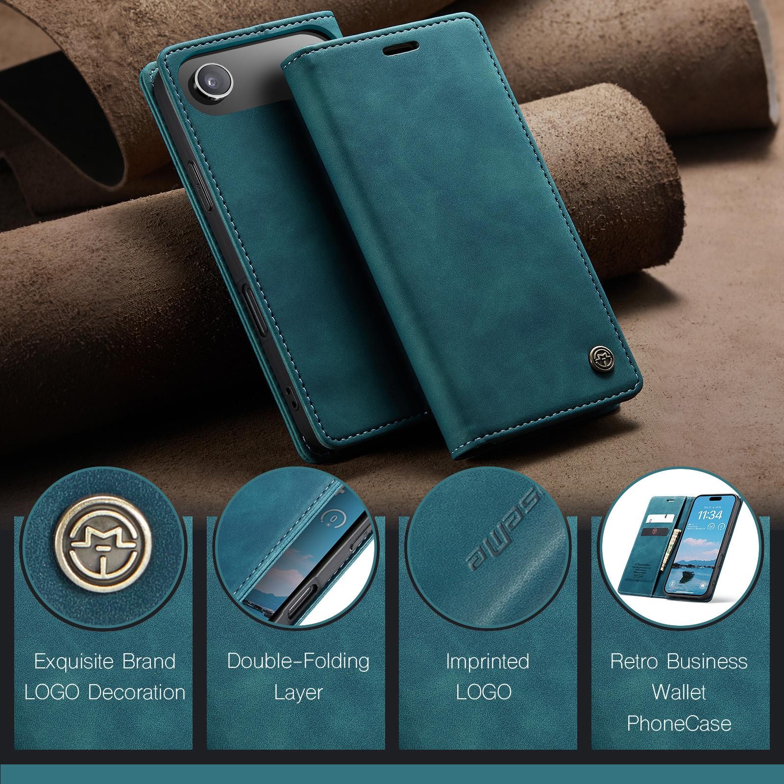 CaseMe 013 iPhone 17 Air Retro Leather Θήκη Βιβλίο -Blue