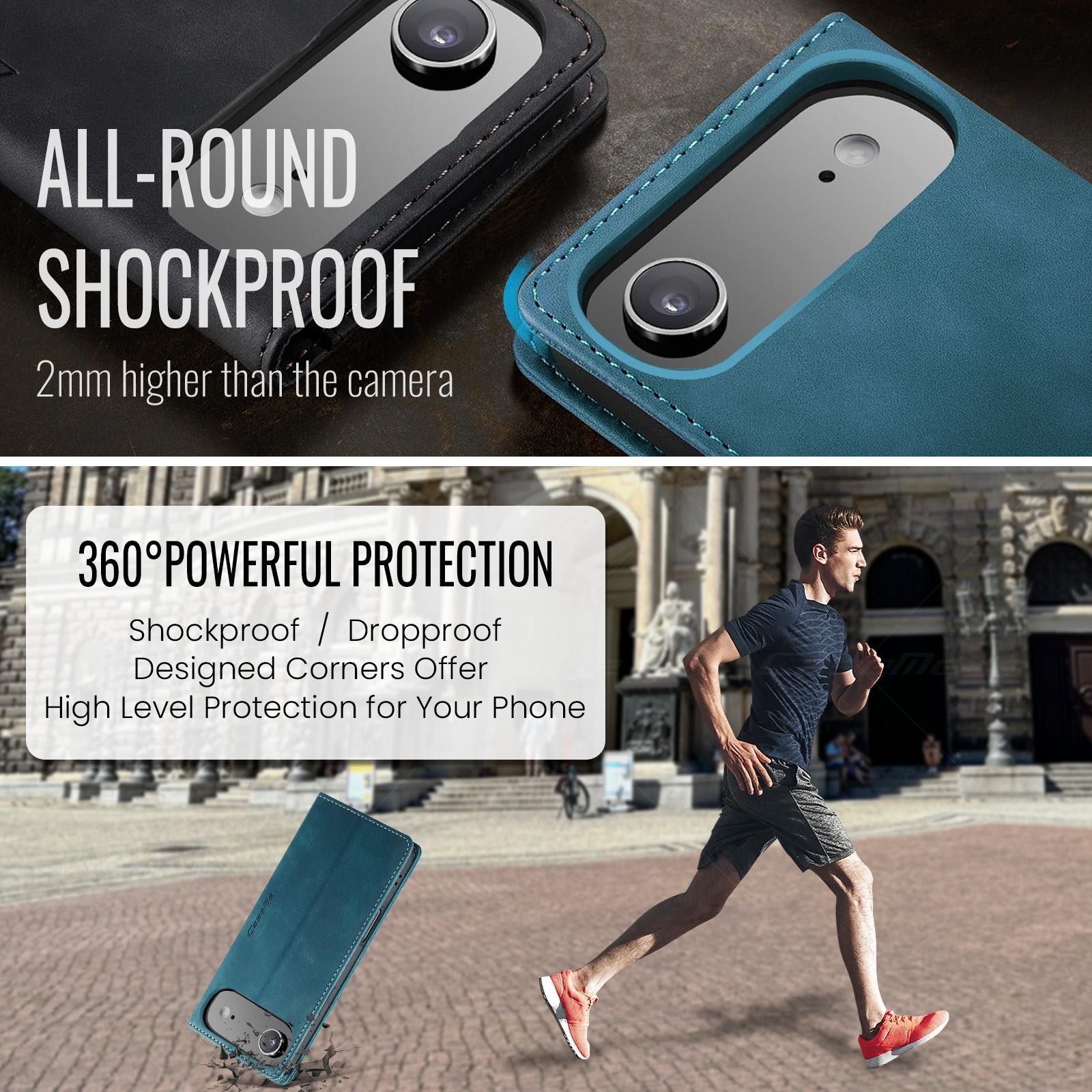 CaseMe 013 iPhone 17 Air Retro Leather Θήκη Βιβλίο -Blue