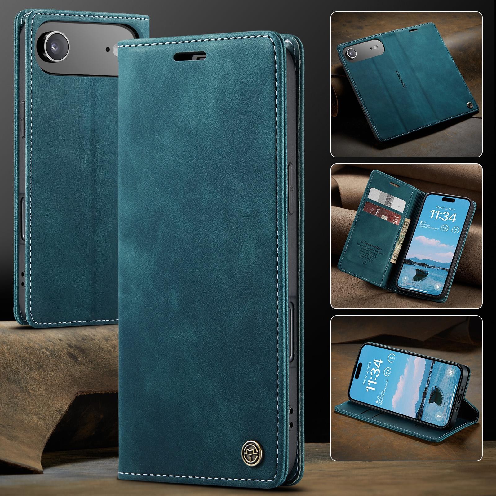 CaseMe 013 iPhone 17 Air Retro Leather Θήκη Βιβλίο -Blue