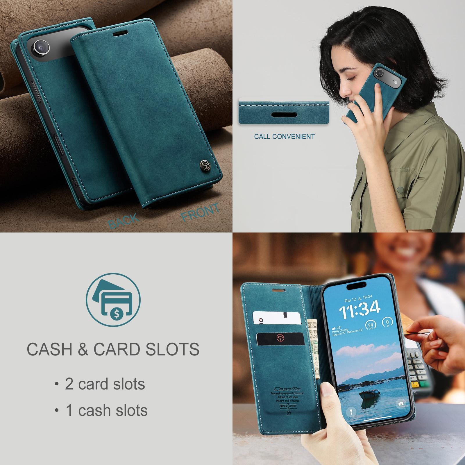 CaseMe 013 iPhone 17 Air Retro Leather Θήκη Βιβλίο -Blue